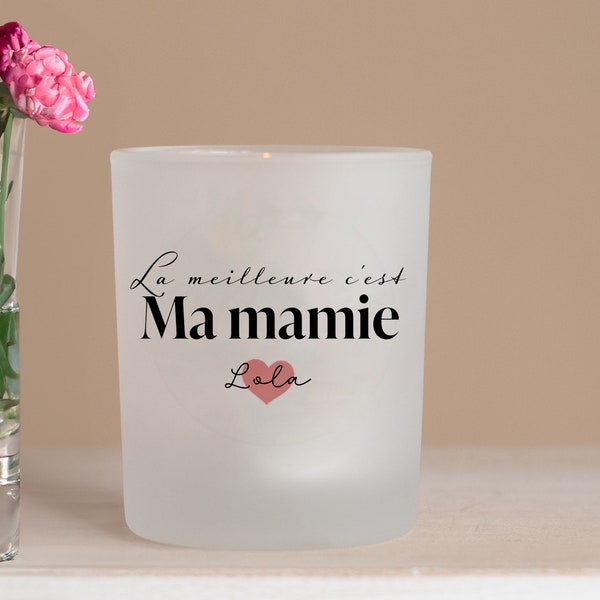 Photophore bougie personnalisé pour mamie. Cadeau fête des grands-mères personnalisé prénom