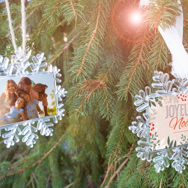 Boule de noël pour sapin  personnalisée avec photo et texte. Décoration ou cadeau de Noël famille, enfant…