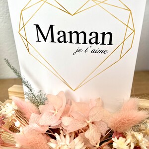 Cadre photo message personnalisé en bois et fleurs séchées idéal fête des mères, anniversaire cadeaux maitresses, mamies , nounous image 3
