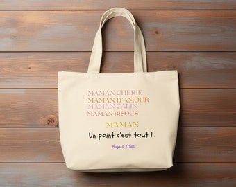 sac tote bag personnalisé "maman un point c'est tout" cadeau maman fête des mères