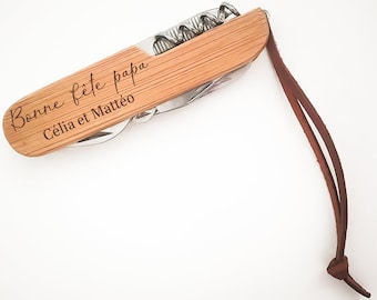 personalized engraved wooden Swiss knife | Dad gift, Father's Day