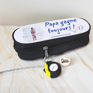Ensemble d'accessoires boules de pétanque personnalisé pour papa - Sacoche pour les boules, mètre, compteur de points et cochonnet gravé