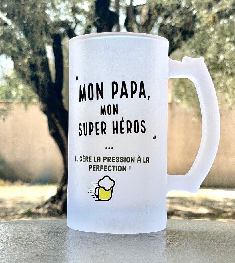 Chope De Bière "Je Ne Suis Pas Superhéros, Je Suis Pharmacien" - 470 Ml, Verre Givré, Lavable Au Lave-vaisselle