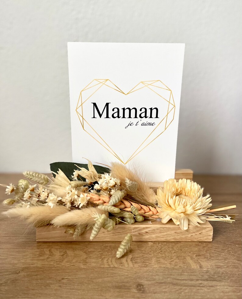 Personalized message photo frame in wood and dried flowers, ideal for Mother's Day, birthday gifts for mistresses, grandmas, nannies... image 6