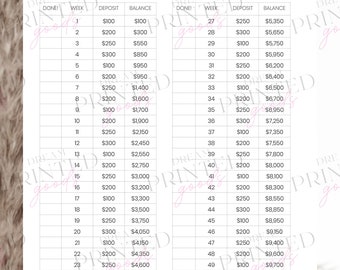 52 Weeks to 10K Minimal Printable Savings Challenge