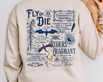 Bluza Fly or Die | Bluza z nadrukiem Riders Quadrant Bookish | Sweter inspirowany Fourth Wing