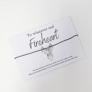 Throne of Glass Wish Bracelet – “To Whatever End” Fireheart Quote | Silver Stag Charm | TOG Book Lover Gift