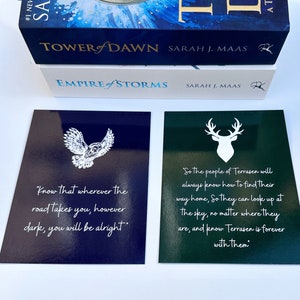 Tower of Dawn & Empire of Storms Tandem lecture et citation d'impression | Marque-pages et mini impressions d'art inspirés du Trône de verre