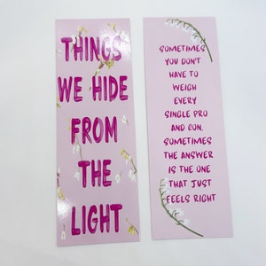 Things We Hide From The Light Bookmark, Lucy Score, Quote Bookmarks, Booktok