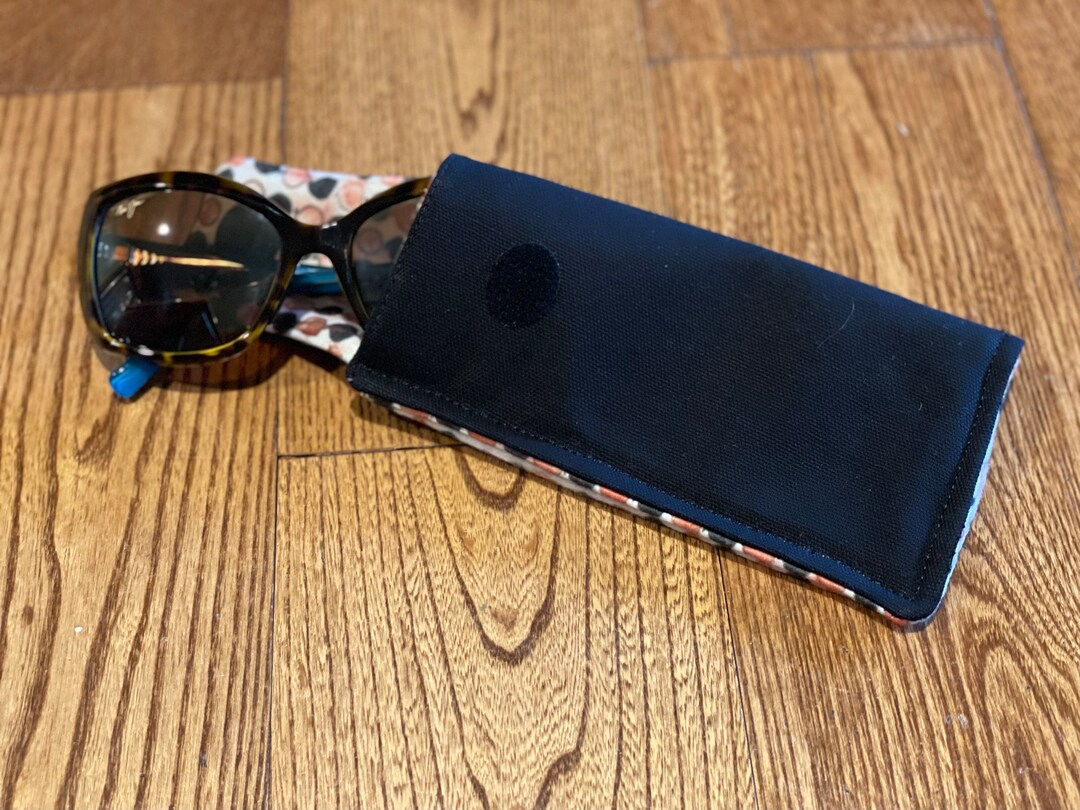 Black/teardrop Eyeglass/sunglass Case With Velcro Closure Etsy