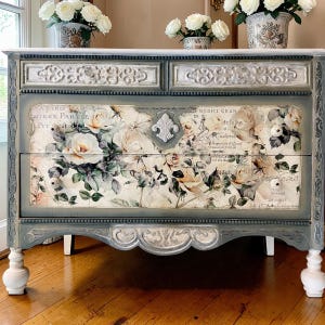 grey and white painted dresser Sample/french Provincial Dresser: Grey & White Chalk Paint, Nine Drawer Credenza