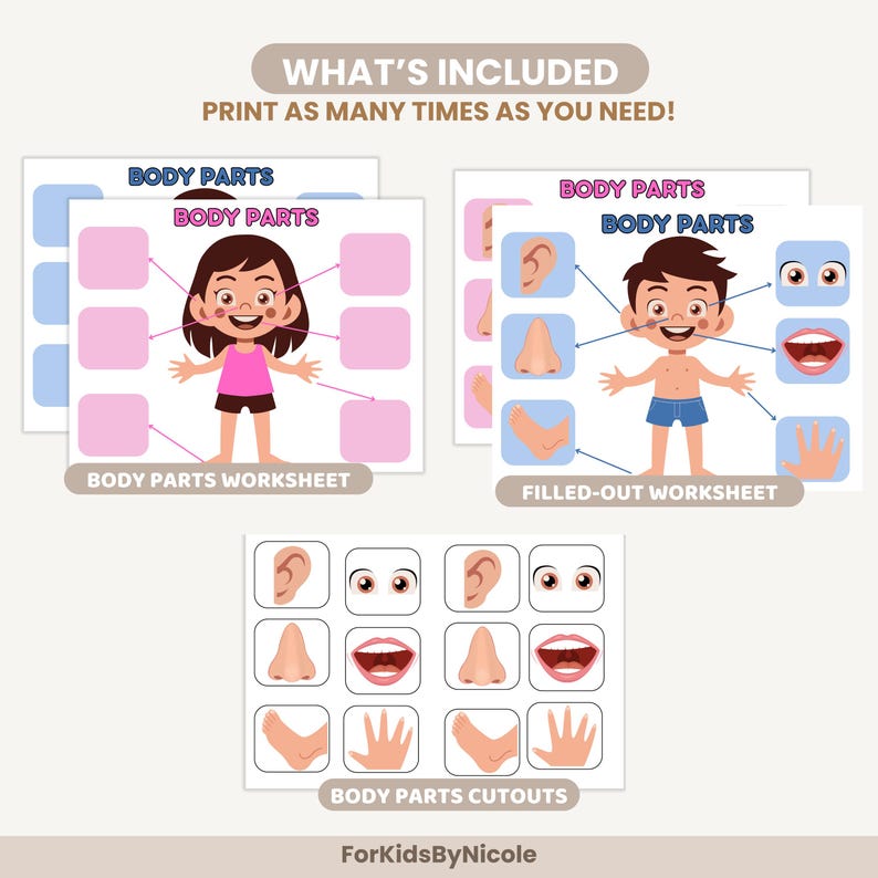 Body Parts Matching Activity for Toddlers (digital Download) - Etsy