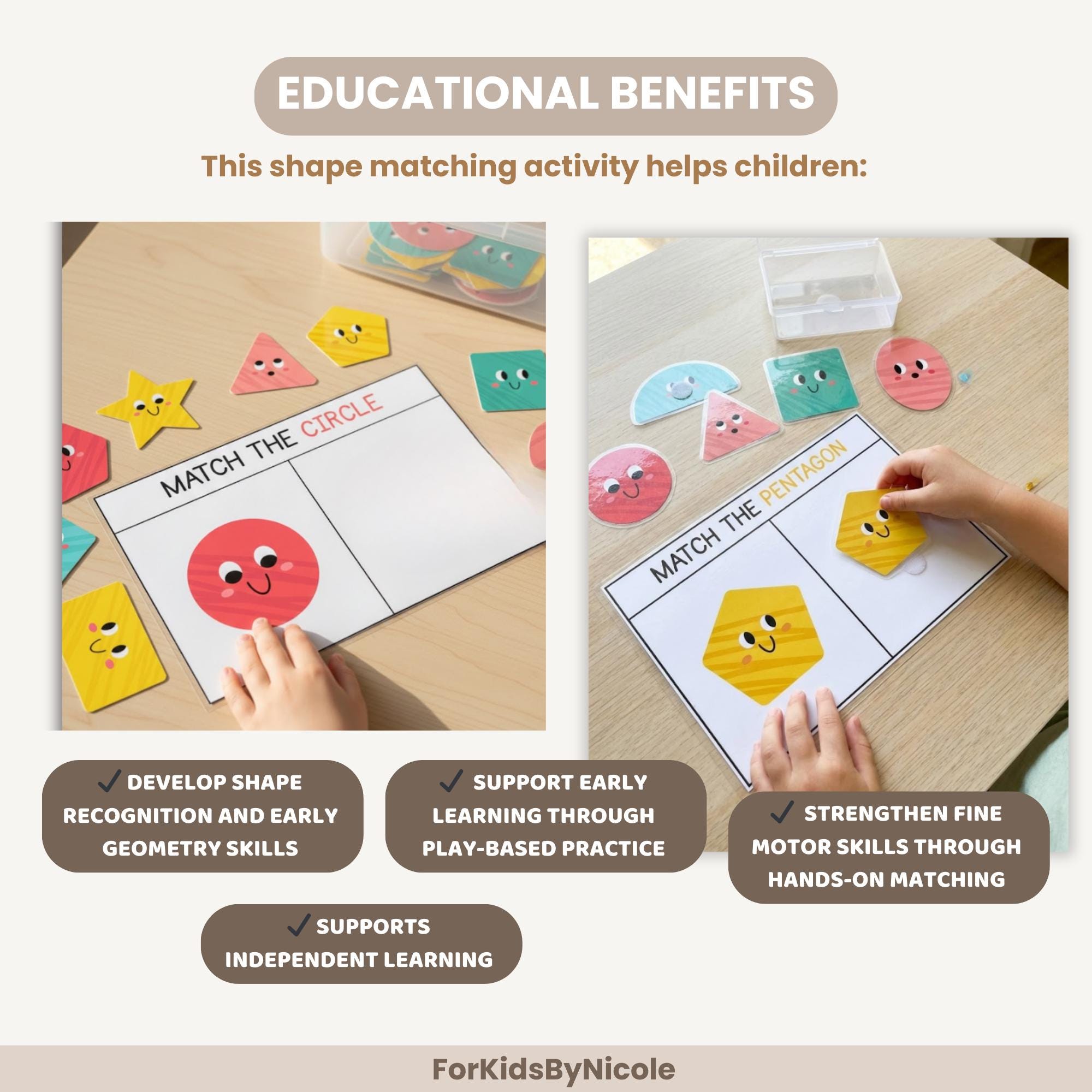 Shape Matching Activity: Printable Preschool Task Box (digital Download ...