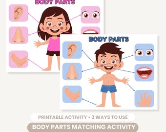 Actividad de emparejamiento de partes del cuerpo para niños pequeños (descarga digital)