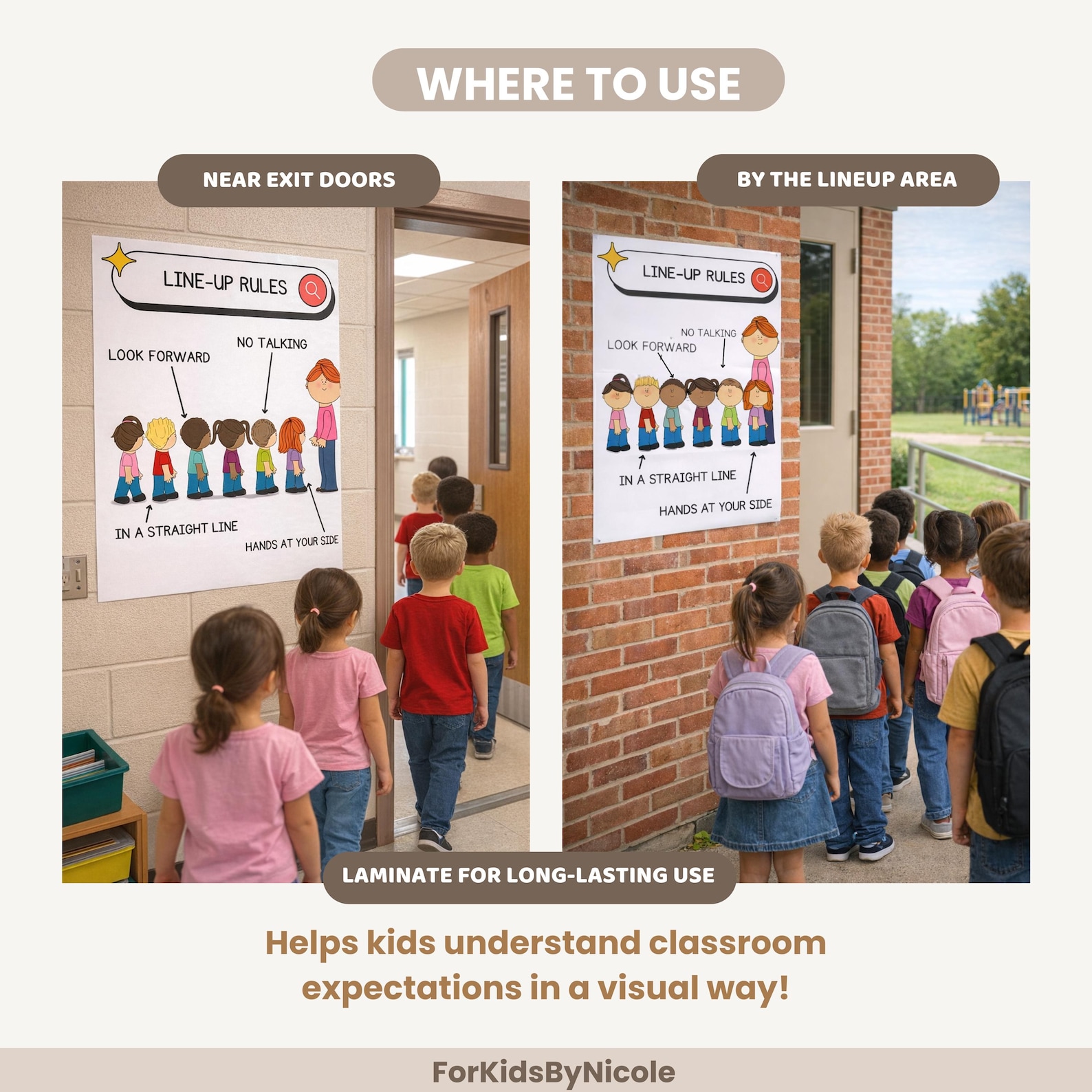 Line-up Rules Poster: Daycare & Preschool Classroom Decor (digital ...