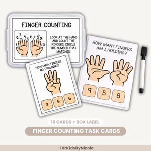 Tarjetas de actividades para contar con los dedos / Actividad matemática para preescolares / Números del 1 al 10 (Descarga digital)