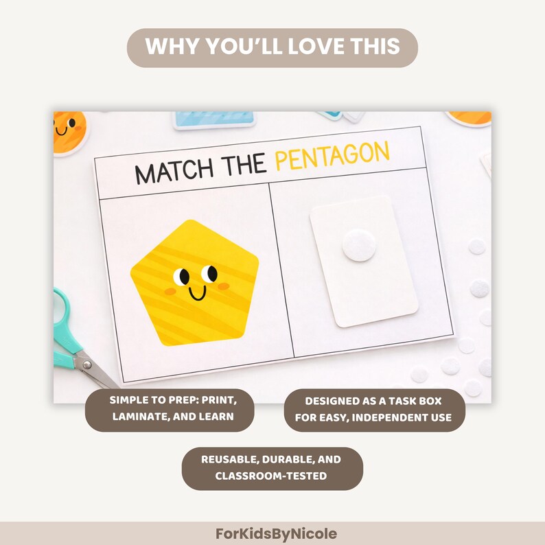Shape Matching Activity: Printable Preschool Task Box (digital Download ...