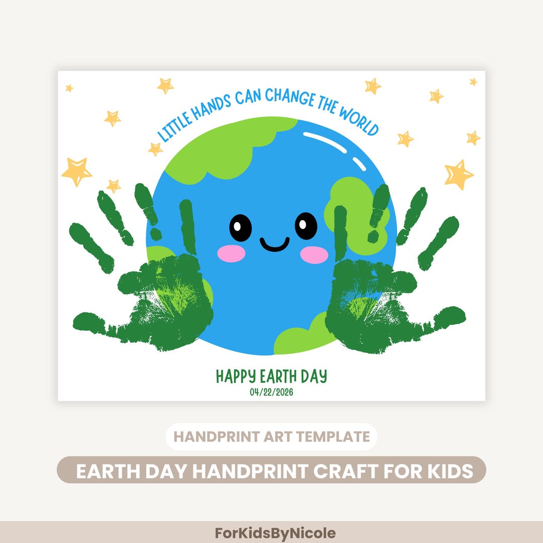 Earth Day Handprint Craft for Kids Printable, Little Hands Can Change ...