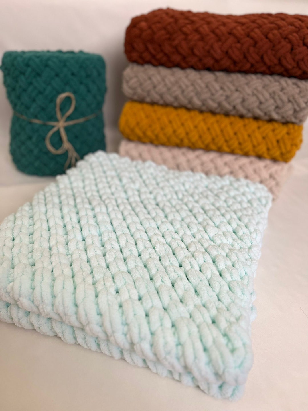 Puffy Baby Blanket Water Green Plush Blanket Baby Knitted Etsy