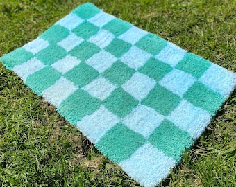 Alfombra a cuadros: Alfombra suave hecha a mano