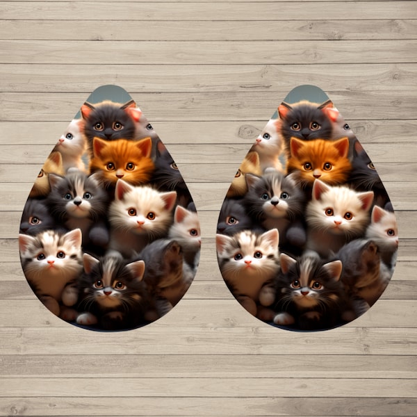 Cute Kittens Earring Png for Sublimation, Cat Lover Earring Sublimation, Earring Designs Template, Instant Download, Printable Earrings