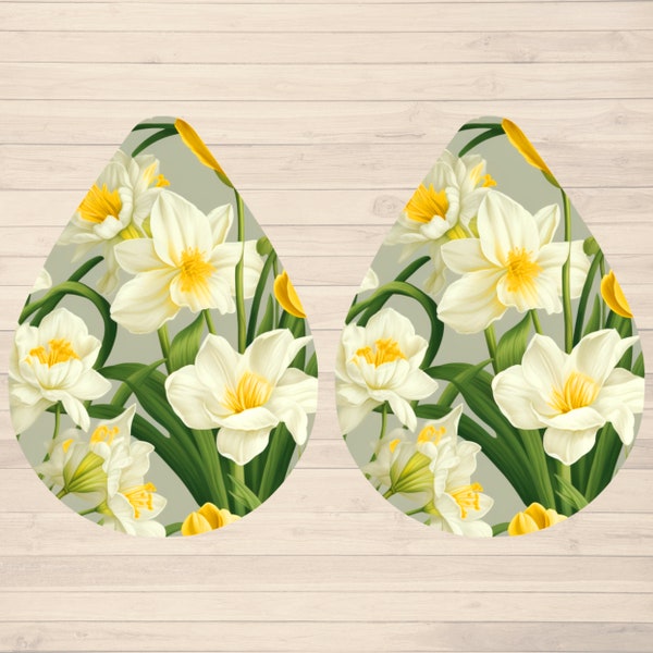 Daffodils - Sublimation Earring, Digital Downloads for Instantly Printable Western Designs, Commercial License Included, Print at Home