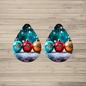 Christmas Earring Sublimation Designs, Christmas Earring Teardrop PNG, Earring Graphics Christmas, Earrings Sublimation, Tear Drop Earrings