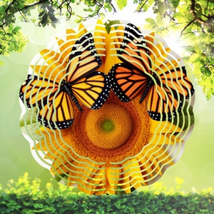 Garden Delights - Wind Spinner Designs and Sublimation Designs, Commercial Use, 10.5 inch Round Sublimation, Monarch Butterfly Wind Spinner