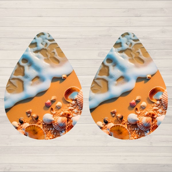 Seaside Earrings - Printable Sublimation Earring Designs for Beach and Shells Enthusiasts, Commercial License Included, Digital Download