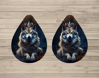 Wolf Sublimation, Earring Designs Template,  Instant Digital Download for Commercial Use, Earring Blanks Designs, Printable File, PNG, King