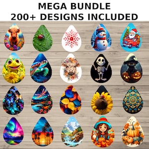 Bestseller Bundle Tear Drop Earring Designs PNG, Sublimation Design Bundle, Commercial Use, Earring Blank Designs, Instant Download, PNG