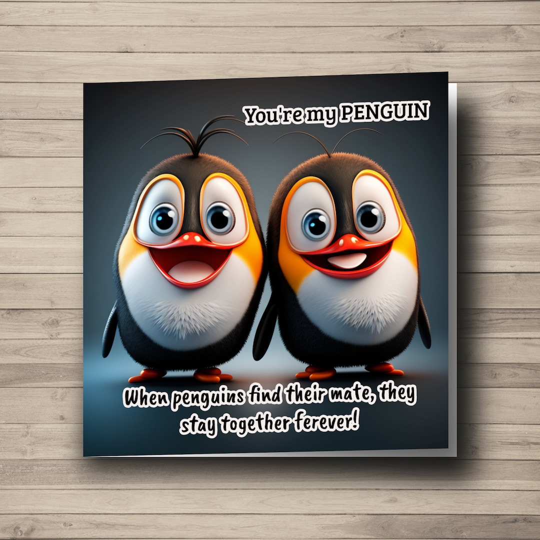 Happy Anniversary Penguins Card Cute Gift Card Printable and - Etsy