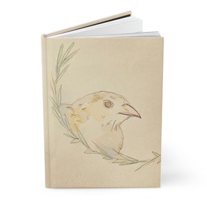 Japanese quail watercolor - hardcover/lined journal