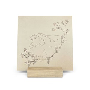 Japanese quail art print with stand