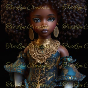 Beautiful Black Doll, AI Digital Art, Sublimation