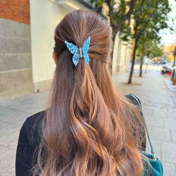 Small Blue Butterfly Hair Claw | Free Fast Delivery | Handmade from eco-friendly materials | Super High Quality