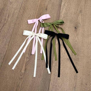 Black Bow Ribbon Hair Clip Free Delivery Soft and Cute Bow for the hair Thin alligator clip Elegant Classy Satin image 7