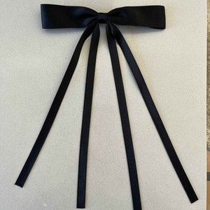 Black Bow Ribbon Hair Clip Free Delivery Soft and Cute Bow for the hair Thin alligator clip Elegant Classy Satin image 6