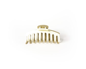 White & Brown Two Tone Large Hair Claw | Free Fast Delivery | Handmade from eco-friendly materials | Super High Quality