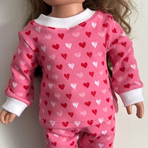 Heart pajamas for 18 inch dolls