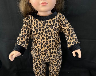 Cheetah pattern pajamas for 18 inch dolls