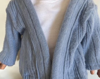 Light blue cardigan for 18 inch dolls