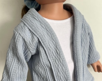 Baby Blue textured cardigan for 18 inch dolls