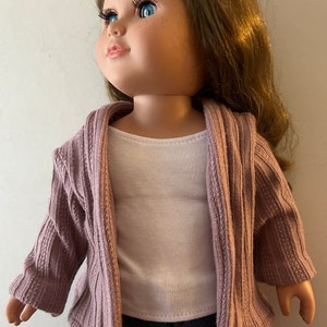 Purple Cardigan sweater for 18 inch dolls