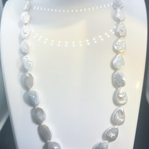 Genuine 4A 13mm*8mm all nature keshi water drop pearl necklace, Adjustable S925 Silver Chain Silver Buckle，gift for her