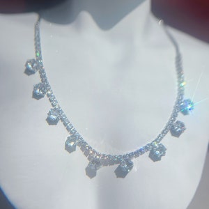9ct Luxurious waterdrop full diamond necklace, Created Diamonds Pendant Tennis 18k Gold FN Necklace,gift for her,mother's day gift