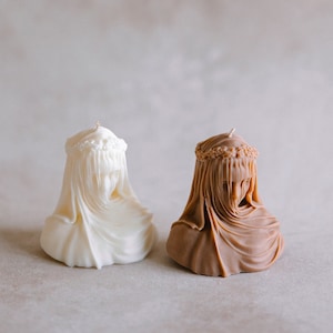 Small Virgin Veiled Lady Candle, custom color, veil lady, shaped Candle, House warming gift, home decor