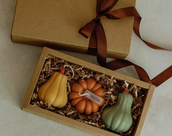 Set of 3 Pumpkin Shaped Candles, Halloween Candle, Halloween Pumpkin Decor, Thanksgiving Decor, Fall Candles