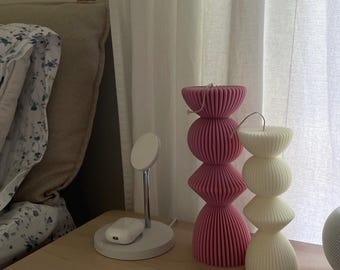 Aesthetic Pillar Candles, Decorative Modern Candle, Gift for her, Striped Candle, Wedding decor, Birthday decor