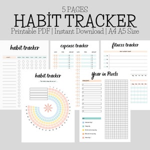 Circle Daily Habit Tracker PDF in Sizes A5 A4. Habit Track - Etsy